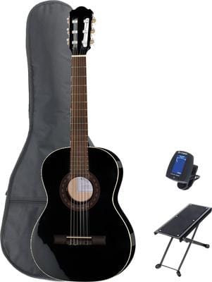 thomann classical guitars thomann classic guitar 3/4 blac bundle