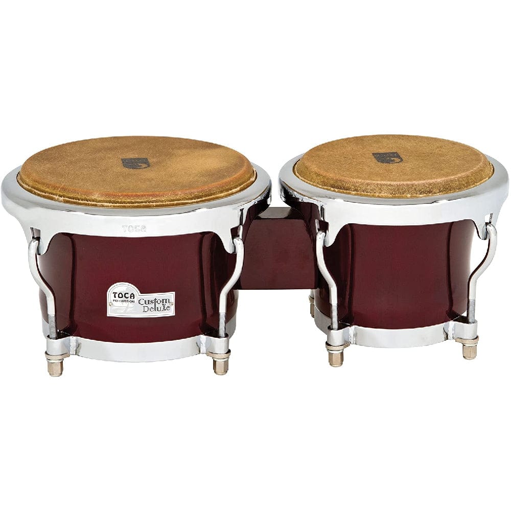 toca bongos dark wood toca percussion 4600 series custom deluxe wood bongos #color_dark-wood