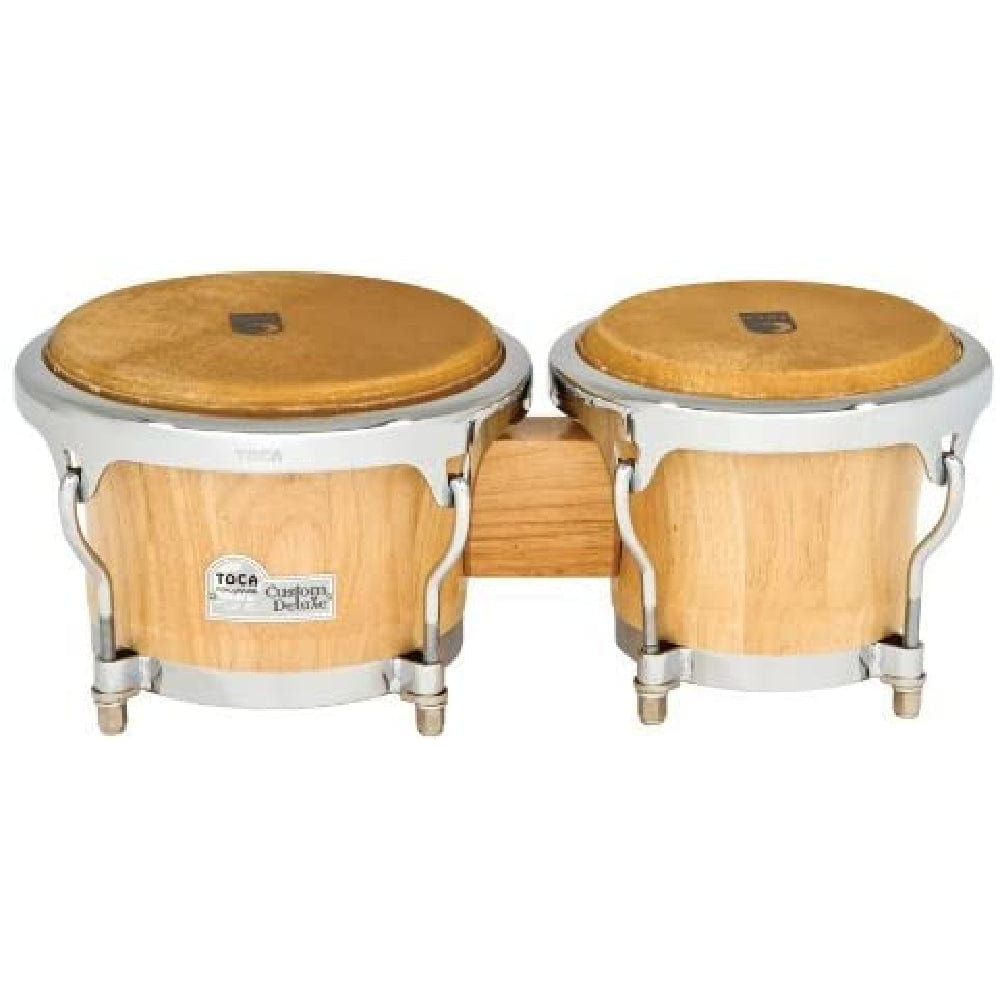 toca bongos natural wood toca percussion 4600 series custom deluxe wood bongos #color_natural-wood