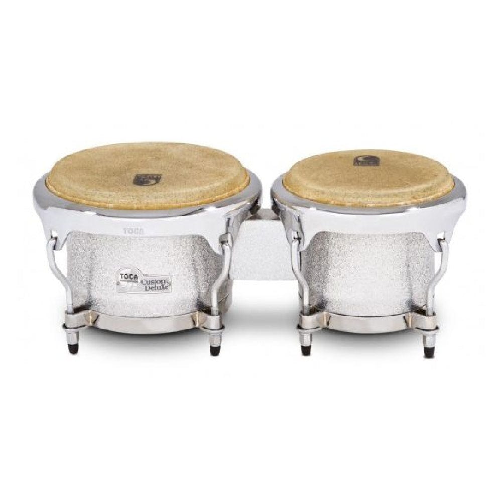 toca bongos silver sparkle toca percussion custom deluxe series fiberglass bongos