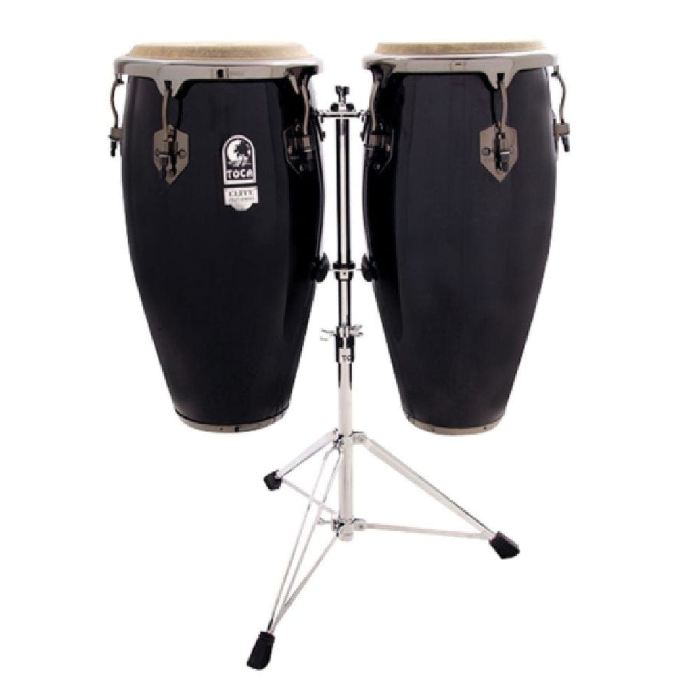 toca congas black toca percussion 3100 elite pro 11" and 11.75" fiberglass conga set with stand