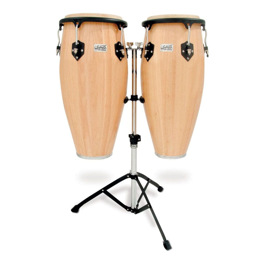 toca congas natural toca percussion players series wood conga set with double stand