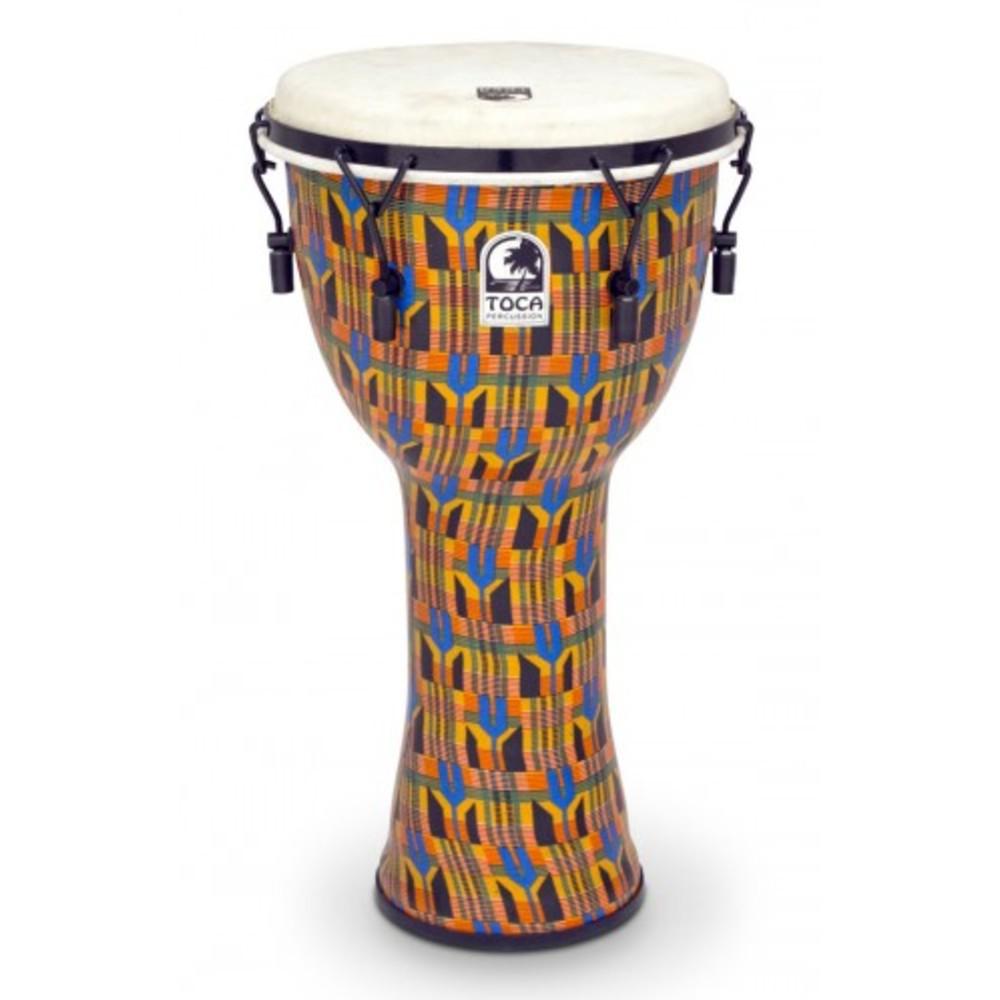 toca djembes toca sfdmx-12k 12 inch freestyle mechanically tuned djembe- kente cloth