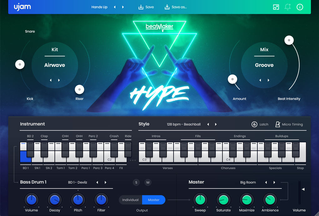 Ujam Virtual Instruments UJAM HYPE: Drum Machine – Professional Audio Software & Plugin