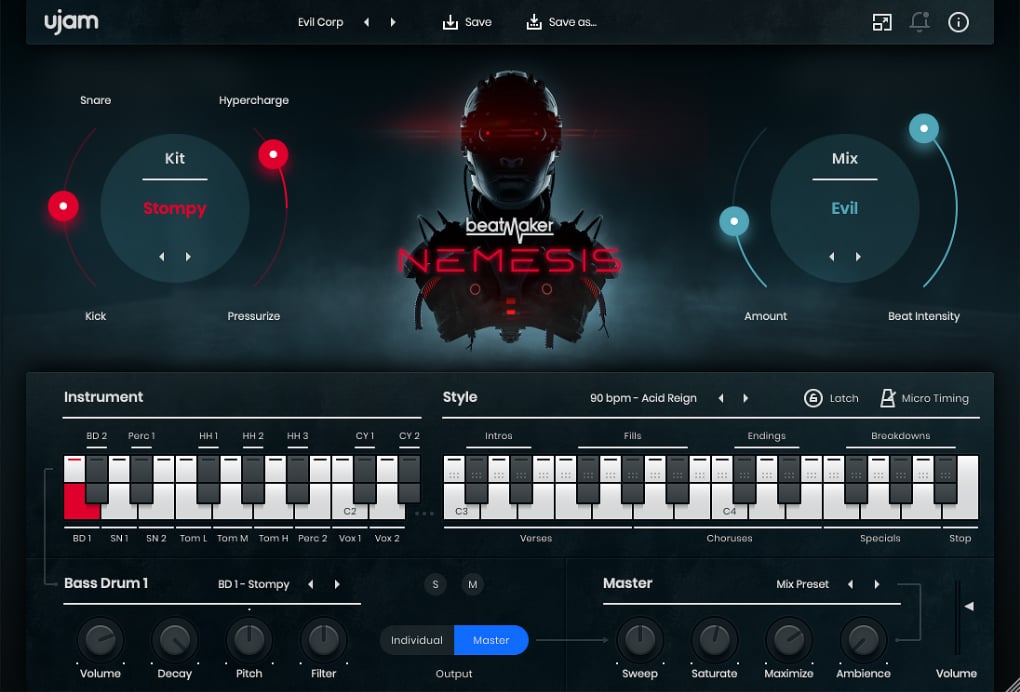 Ujam Virtual Instruments UJAM NEMESIS: Drum Machine