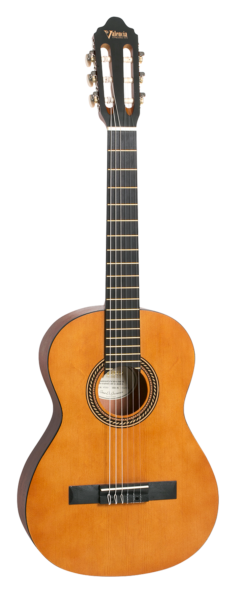 Valencia Classical Guitars Antique Natural Valenica VC203 3/4 Sized Classical Guitar