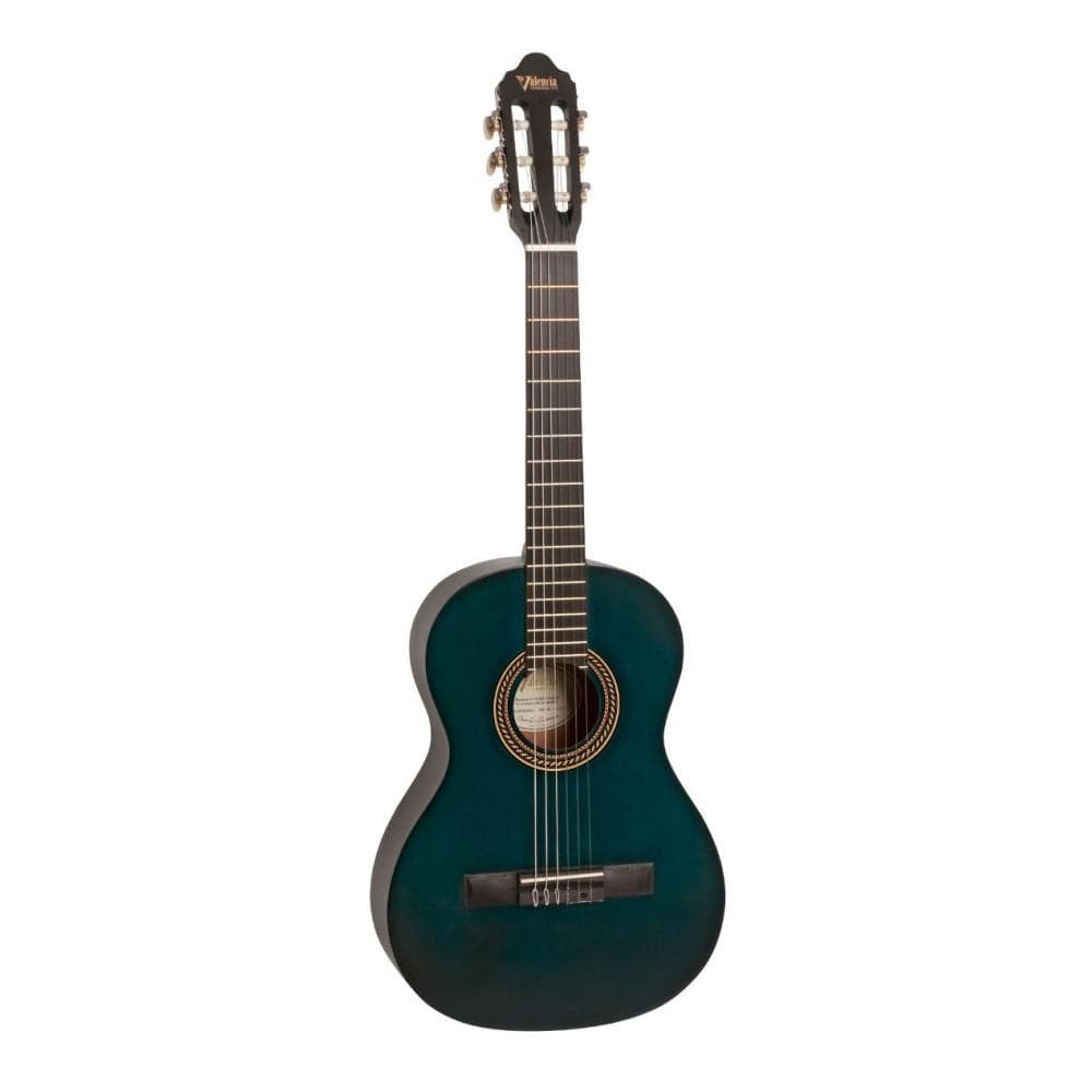 valencia classical guitars transparent blue valencia vc204 4/4 full size classical guitar with truss rod #color_transparent-blue