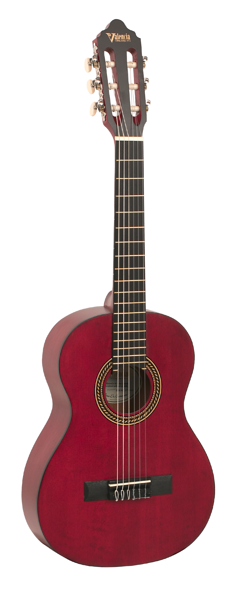 Valencia Classical Guitars Transparent Wine Red Valencia VC202 1/2 Size Classical Guitar #color_transparent-wine-red