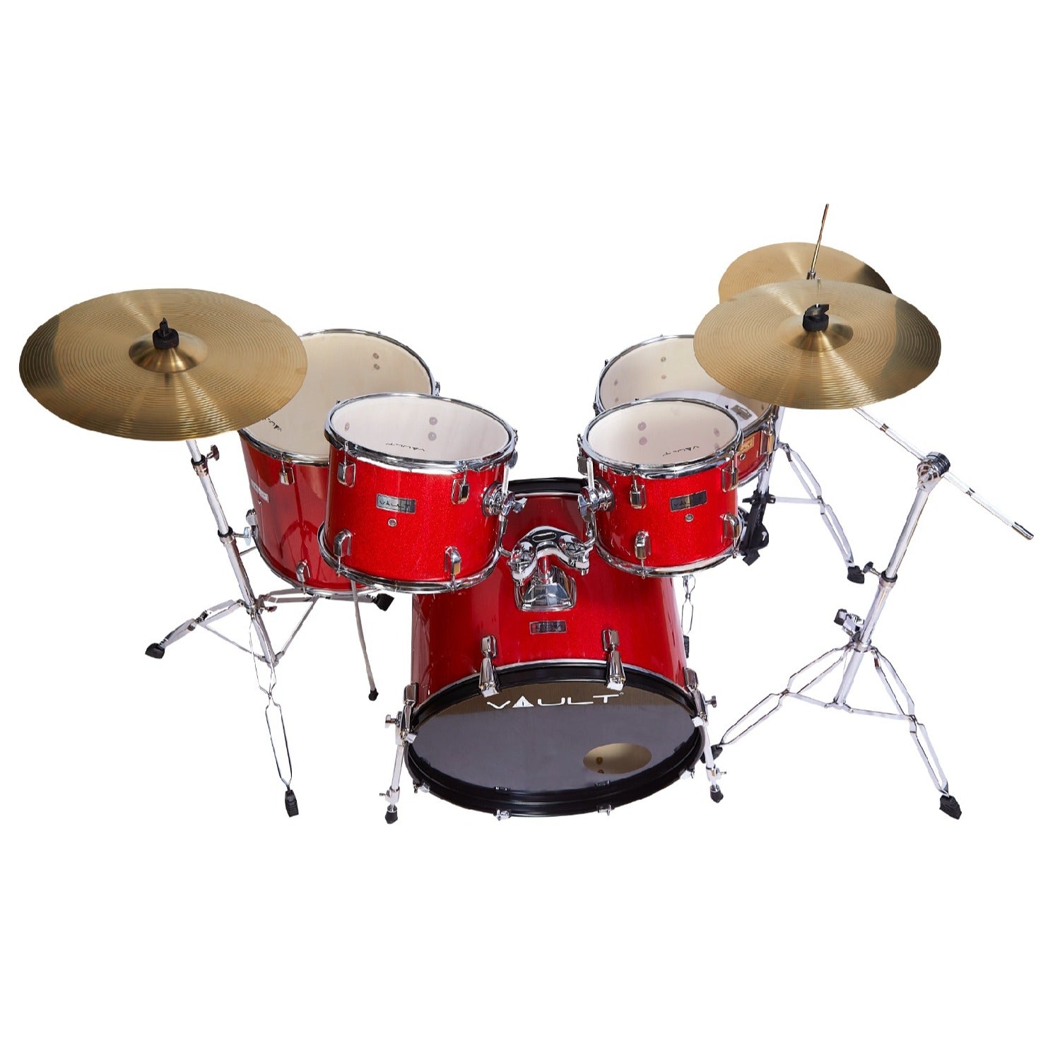 Vault Acoustic Drum Kits Vault Groover 22" 5-Piece Acoustic Drum Kit with Hardware, Cymbals & Throne #color_red-sparkle