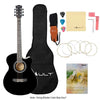 Vault Acoustic Guitars Acoustic / Right Handed / Black Vault EA20 Guitar Kit with Learn to Play Ebook, Bag, Strings, Straps, Picks, String winder & Polishing Cloth - 40 inch Cutaway Acoustic Guitar