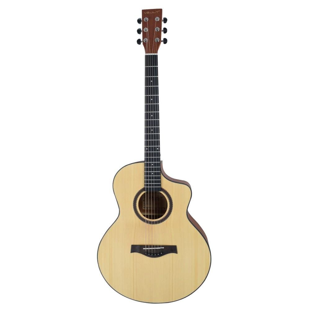 Vault Acoustic Guitars Acoustic / Right Handed / Natural Vault EA40 41 inch Premium Solid Spruce-Top Cutaway Acoustic Guitar