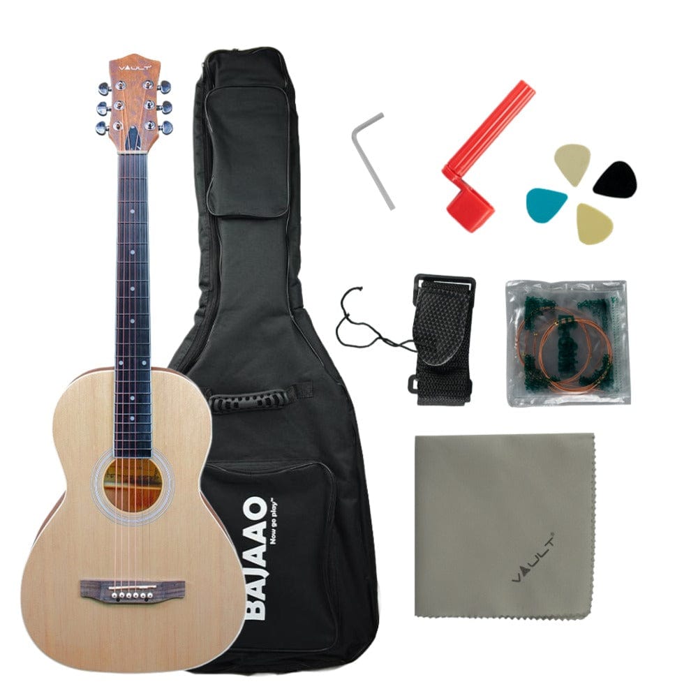 Vault Acoustic Guitars Bundle Vault PA36 Parlor Body Compact Acoustic Guitar with Standard Scale Length