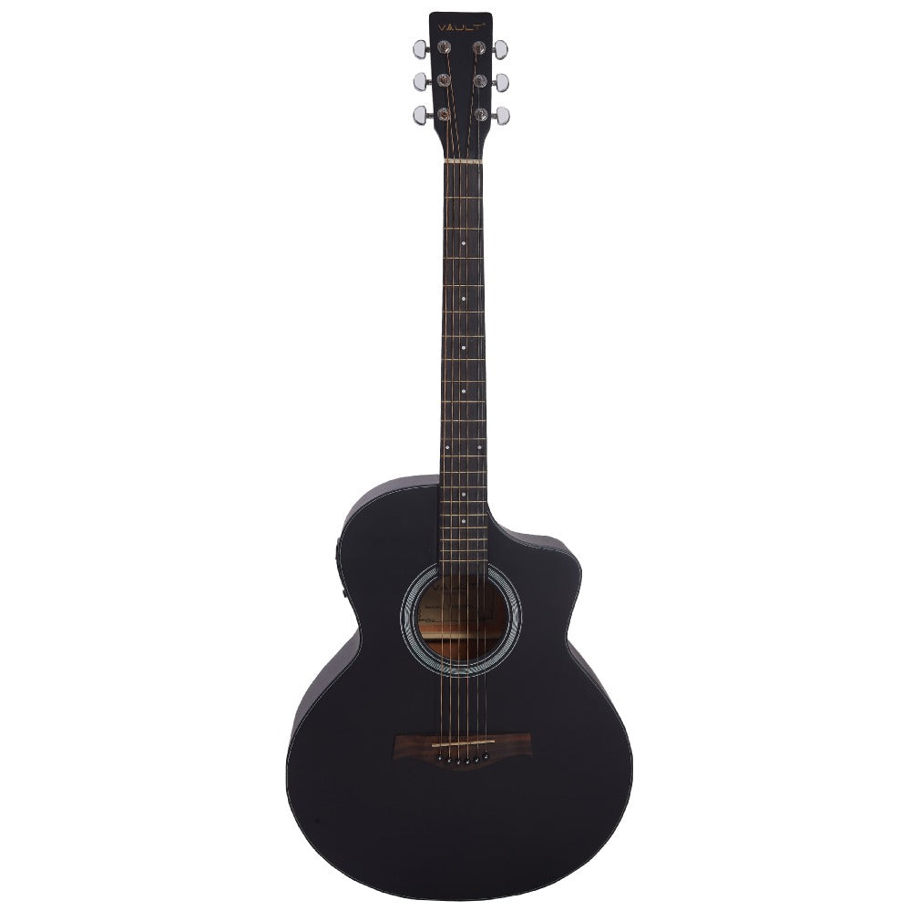 Vault Acoustic Guitars ElectroAcoustic / Single / Matt Black Vault EA40 41 inch Premium Solid Spruce-Top Cutaway Acoustic Guitar