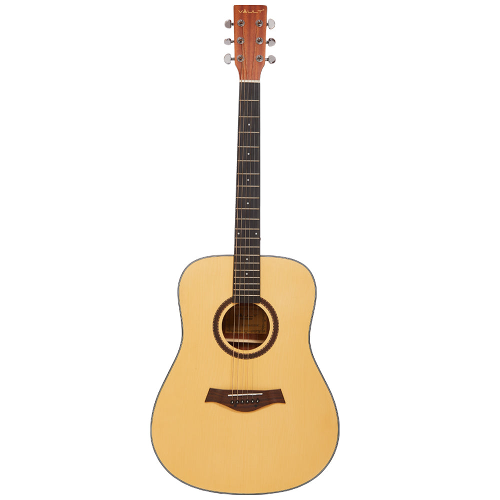 Vault Acoustic Guitars Natural Vault DA25 Dreadnought Shape Acoustic Guitar with Bubinga Back and Sides