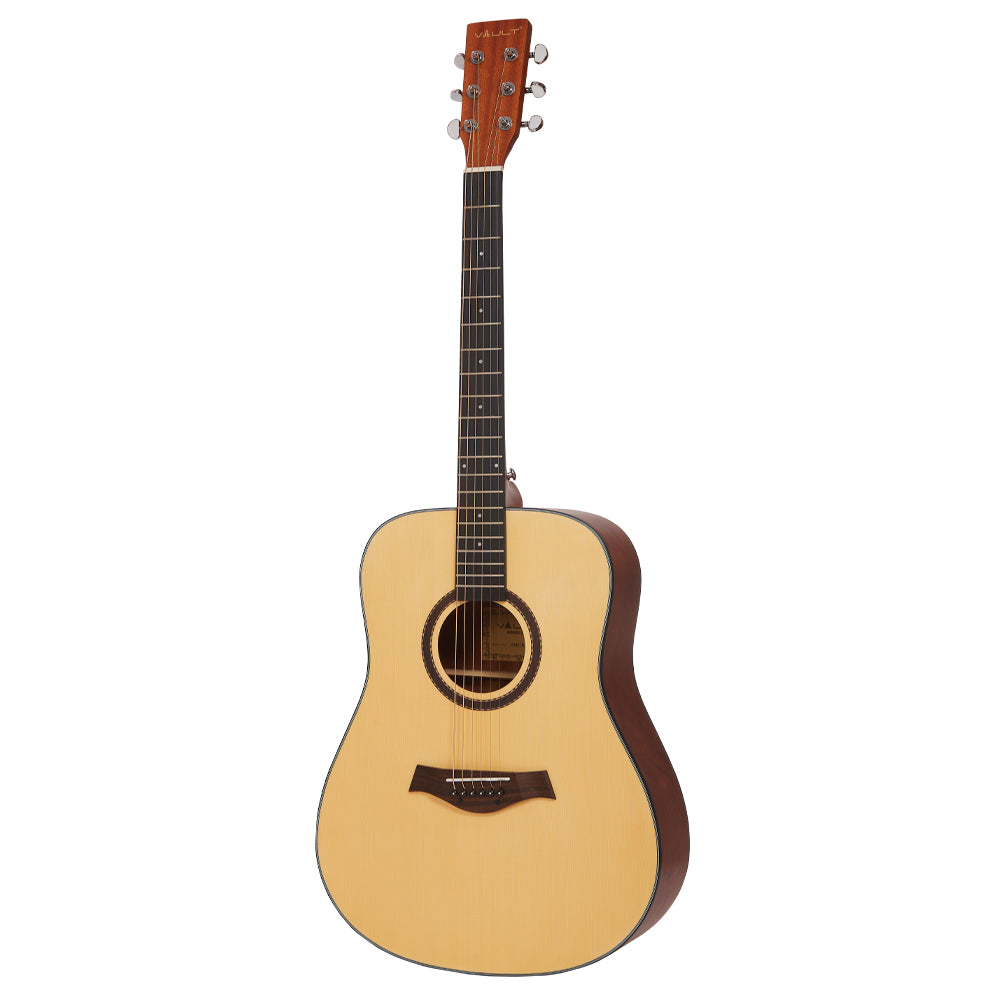 Vault Acoustic Guitars Natural Vault DA25 Dreadnought Shape Acoustic Guitar with Bubinga Back and Sides