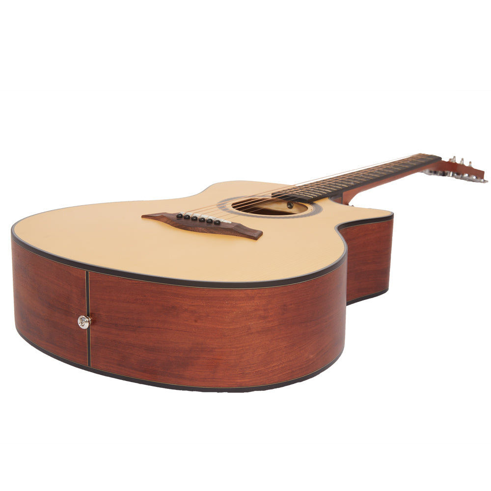 Vault Acoustic Guitars Natural Vault EA25 Grand Auditorium Shape Acoustic Guitar with Bubinga Back and Sides