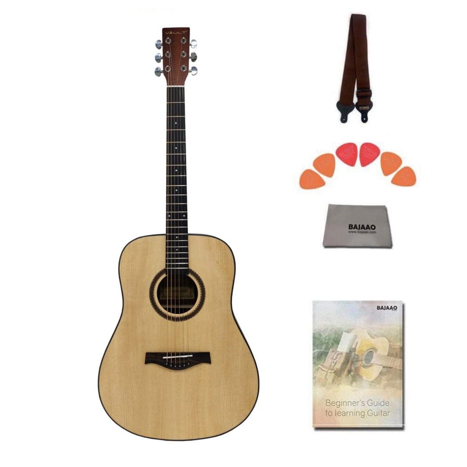 Vault Acoustic Guitars Pack Vault DA40 41 Inch Premium Solid Spruce-Top Dreadnought Acoustic Guitar #style_pack