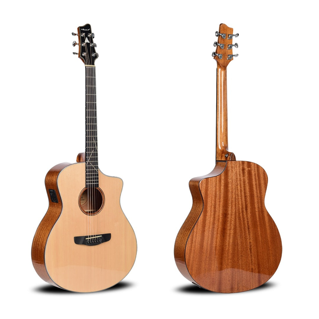 Vault Acoustic Guitars Vault Artisan Premium Electro-Acoustic Guitar with Solid Spruce Top, Solid Mahogany Back and Sides and Fishman Pickup#type_ElectroAcoustic