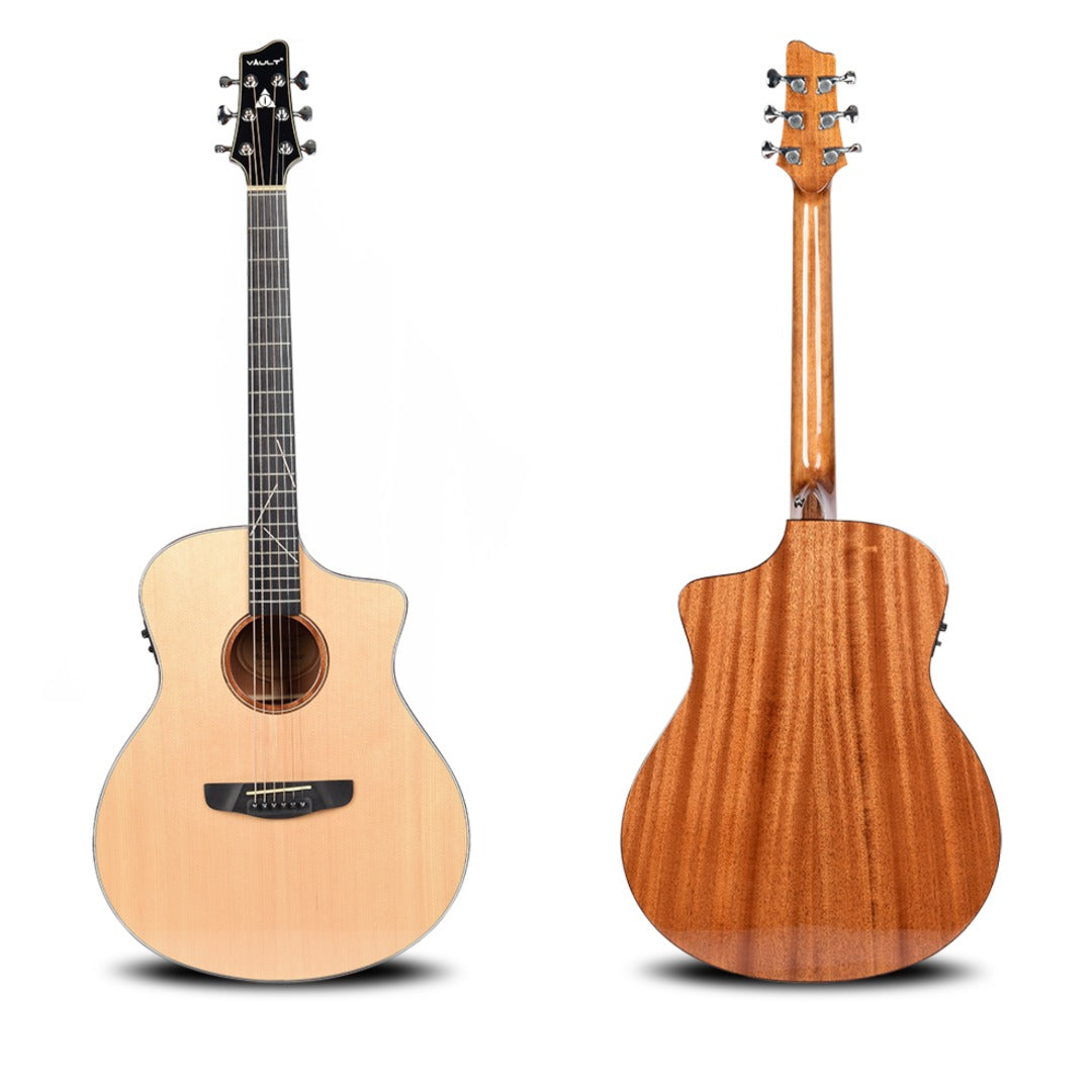 Vault Acoustic Guitars Vault Artisan Premium Electro-Acoustic Guitar with Solid Spruce Top, Solid Mahogany Back and Sides and Fishman Pickup#type_ElectroAcoustic