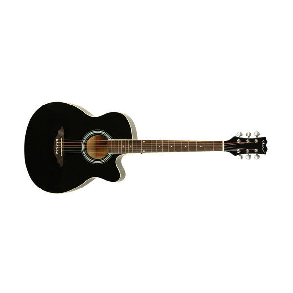 vault acoustic guitars vault ea10 40inch medium cutaway acoustic guitar - black