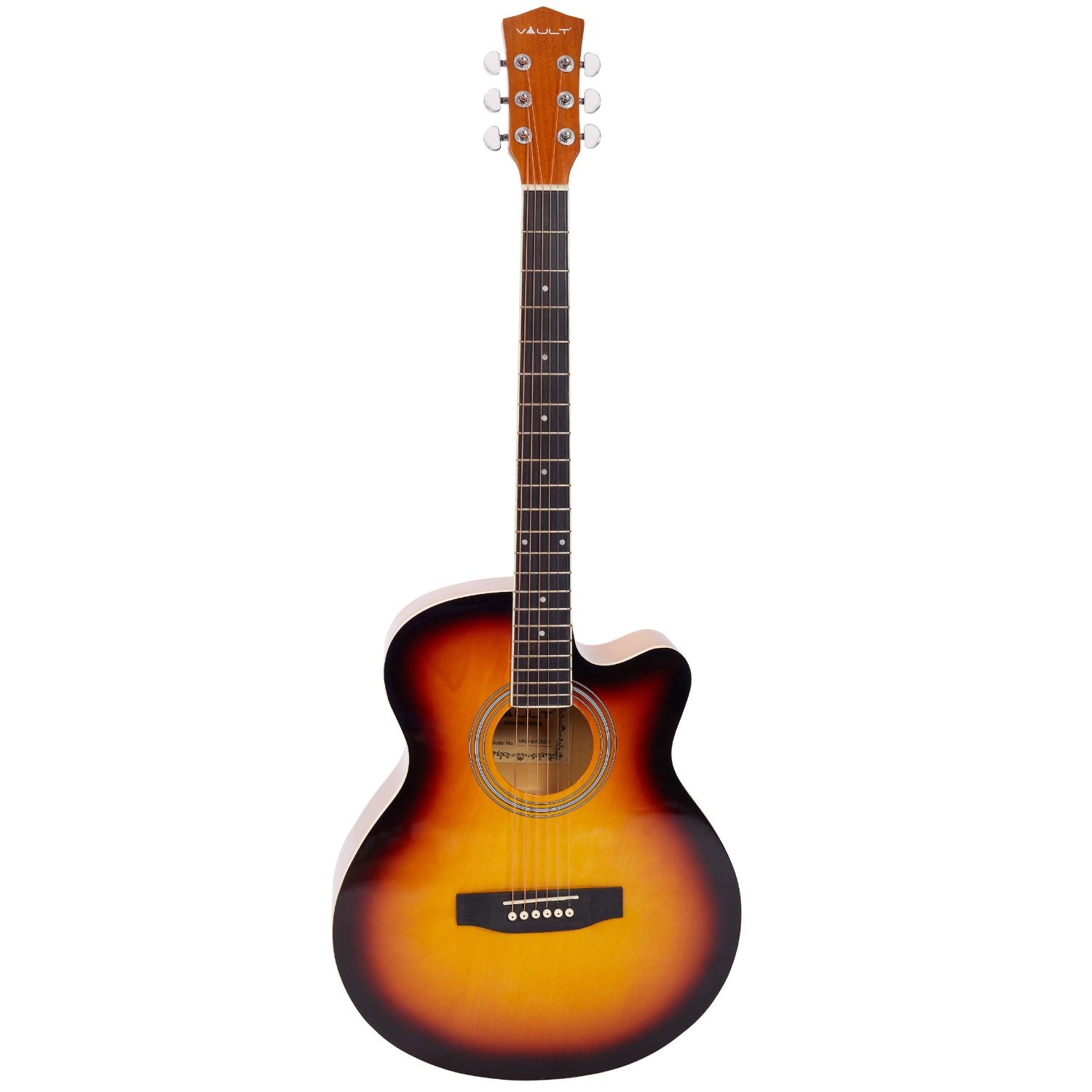 Vault Acoustic Guitars Vault EA20 Guitar Kit with Learn to Play Ebook, Bag, Strings, Straps, Picks, String winder & Polishing Cloth - 40 inch Cutaway Acoustic Guitar #type_acoustic,orientation_right-handed,color_sunburst