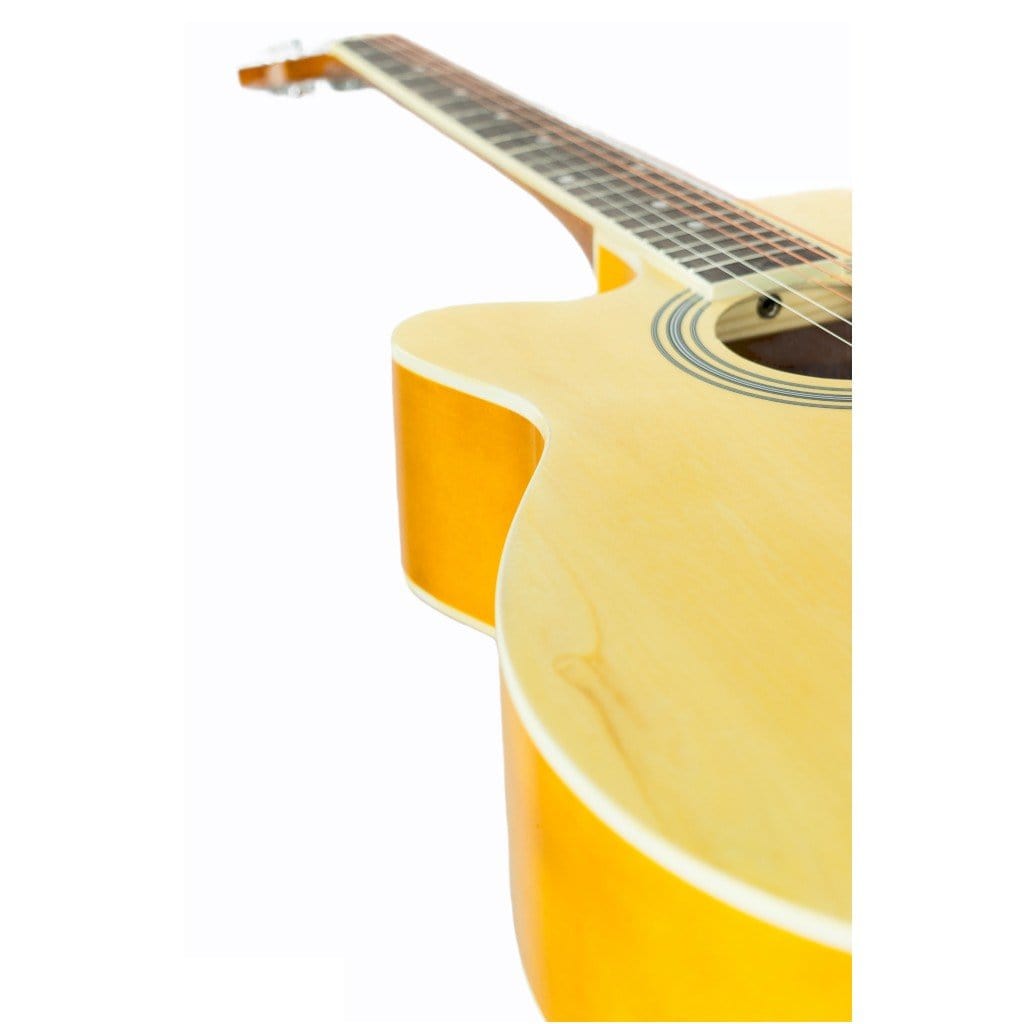 vault acoustic guitars vault ea20 learn to play guitar kit with ebook, bag, strings, straps, picks, string winder & polishing cloth - 40 inch cutaway acoustic guitar - left handed - open box