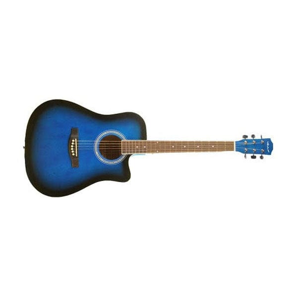 vault acoustic guitars vault ed10-bb dreadnought cutaway acoustic guitar - blue burst - open box