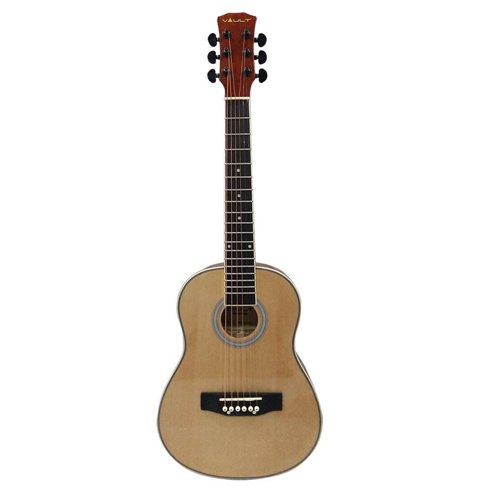 vault acoustic guitars vault junior 30 inch acoustic guitar for kids with ebook, bag, strings, straps, picks, string winder & polishing cloth - natural gloss - open box