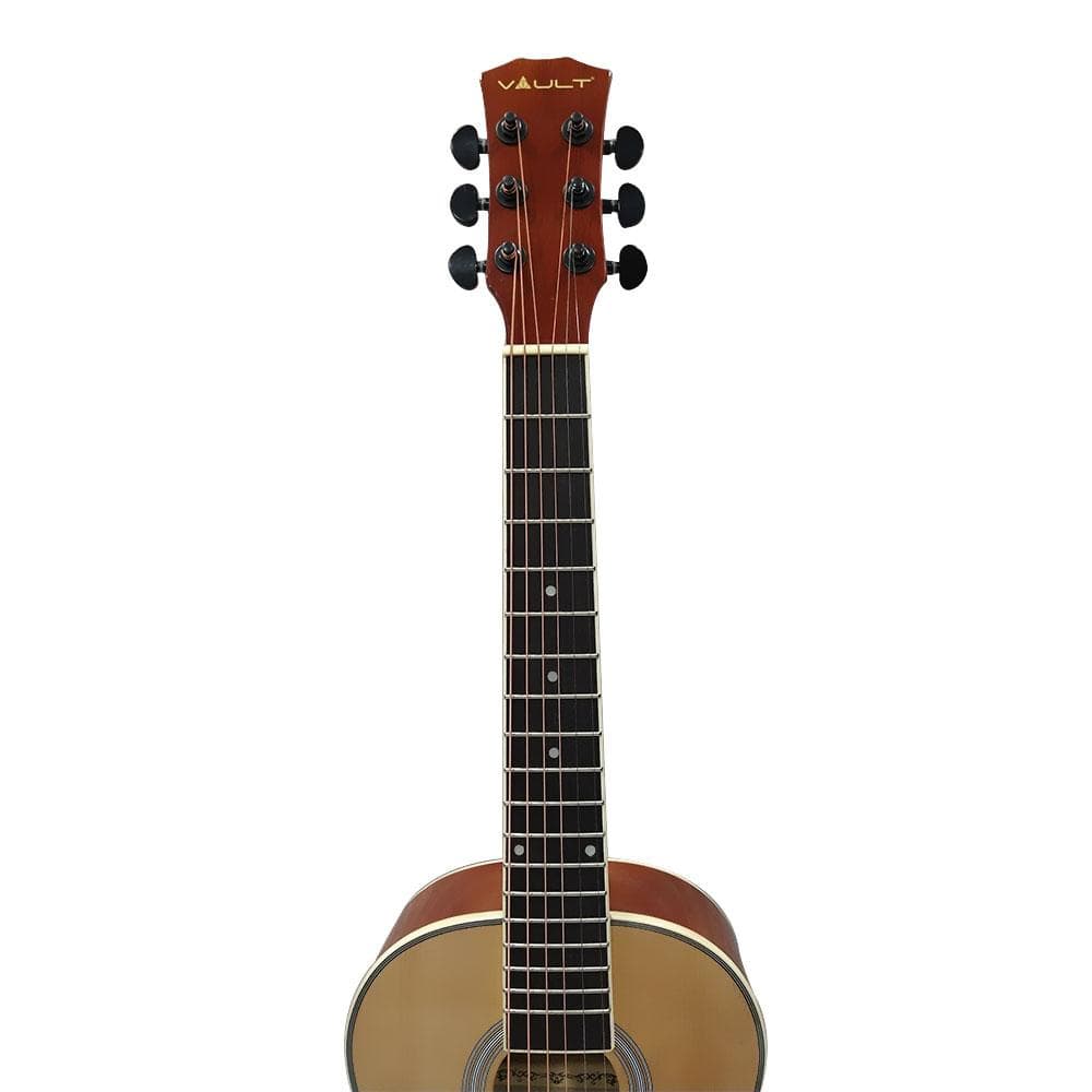 vault acoustic guitars vault junior 30 inch acoustic guitar for kids with ebook, bag, strings, straps, picks, string winder & polishing cloth - natural gloss - open box