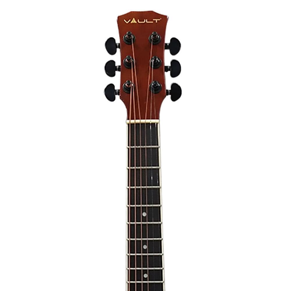 vault acoustic guitars vault junior 30 inch acoustic guitar for kids with ebook, bag, strings, straps, picks, string winder & polishing cloth - natural gloss - open box
