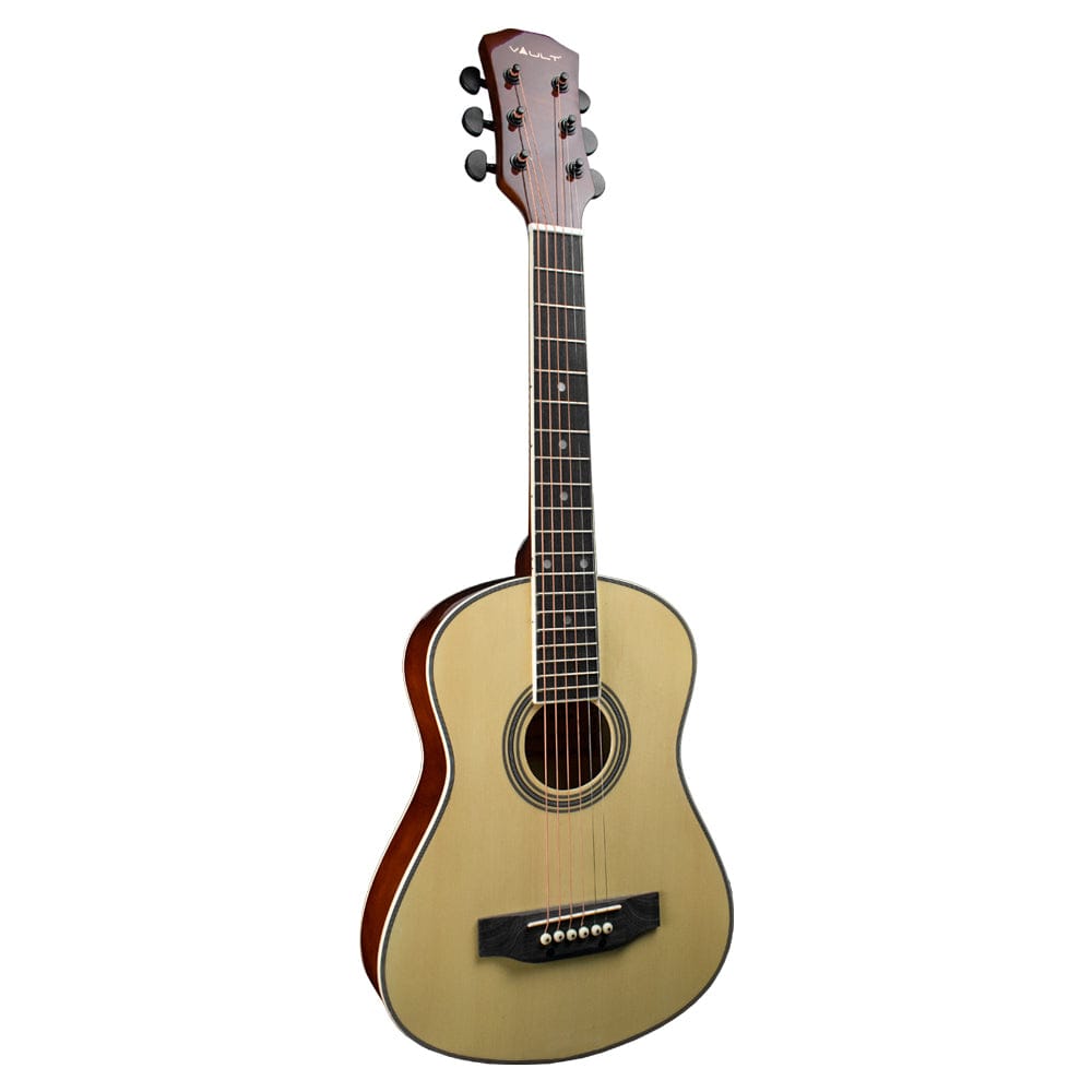 vault acoustic guitars vault junior 30 inch acoustic guitar for kids with truss rod, gig-bag, strings, straps, picks, string winder, polishing cloth & e-book - natural gloss #style_without-truss-rod,color_natural