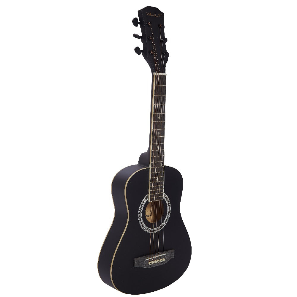 Vault Acoustic Guitars Vault Junior 30 Inch Acoustic Guitar with Truss Rod, Gig-Bag, Strings, Straps, Picks, String Winder, Polishing Cloth & E-Book - Perfect for Kids (Age 5-8 Years)#style_with-truss-rod,color_black