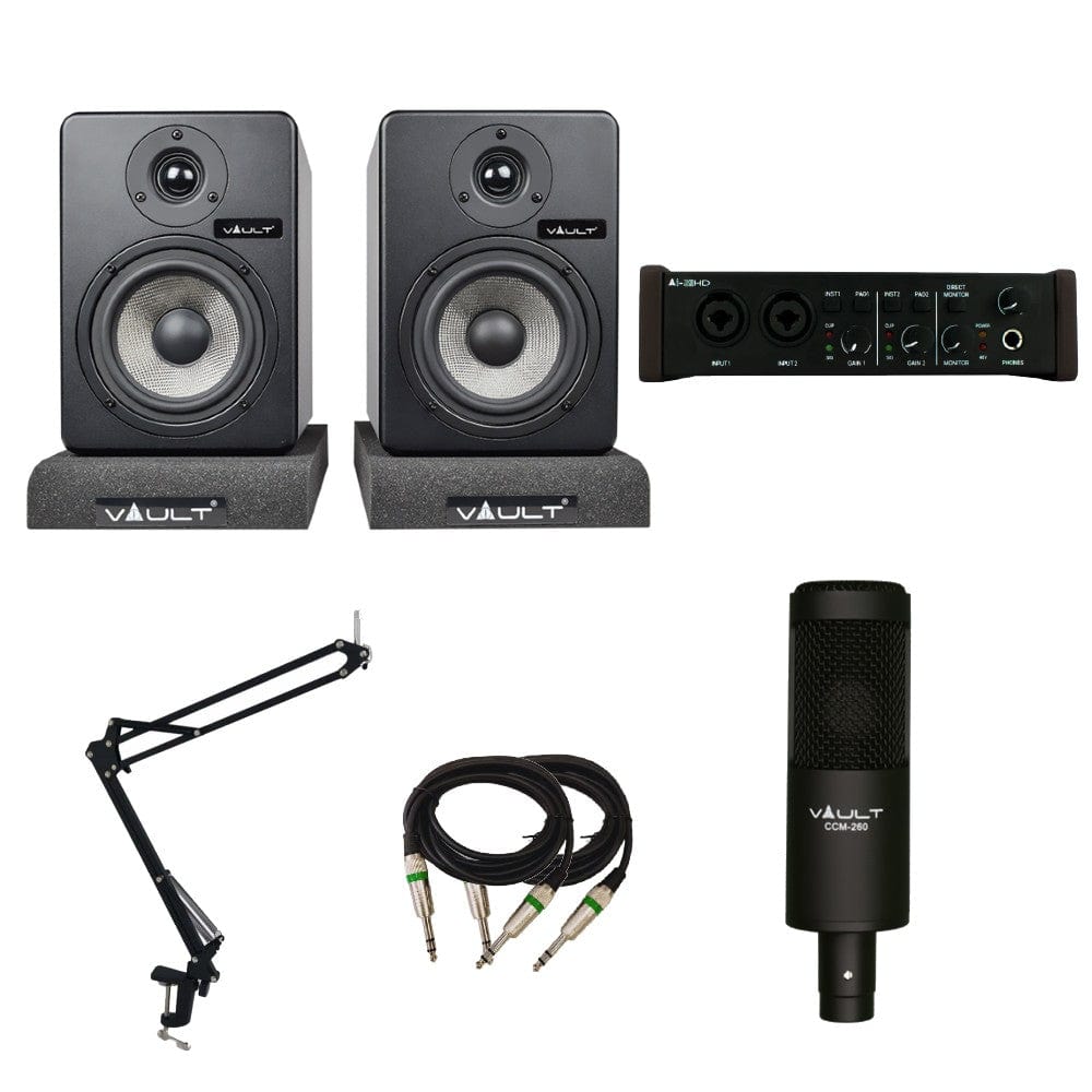 vault audio interfaces vault ai22hd 2x2 usb studio recording bundle