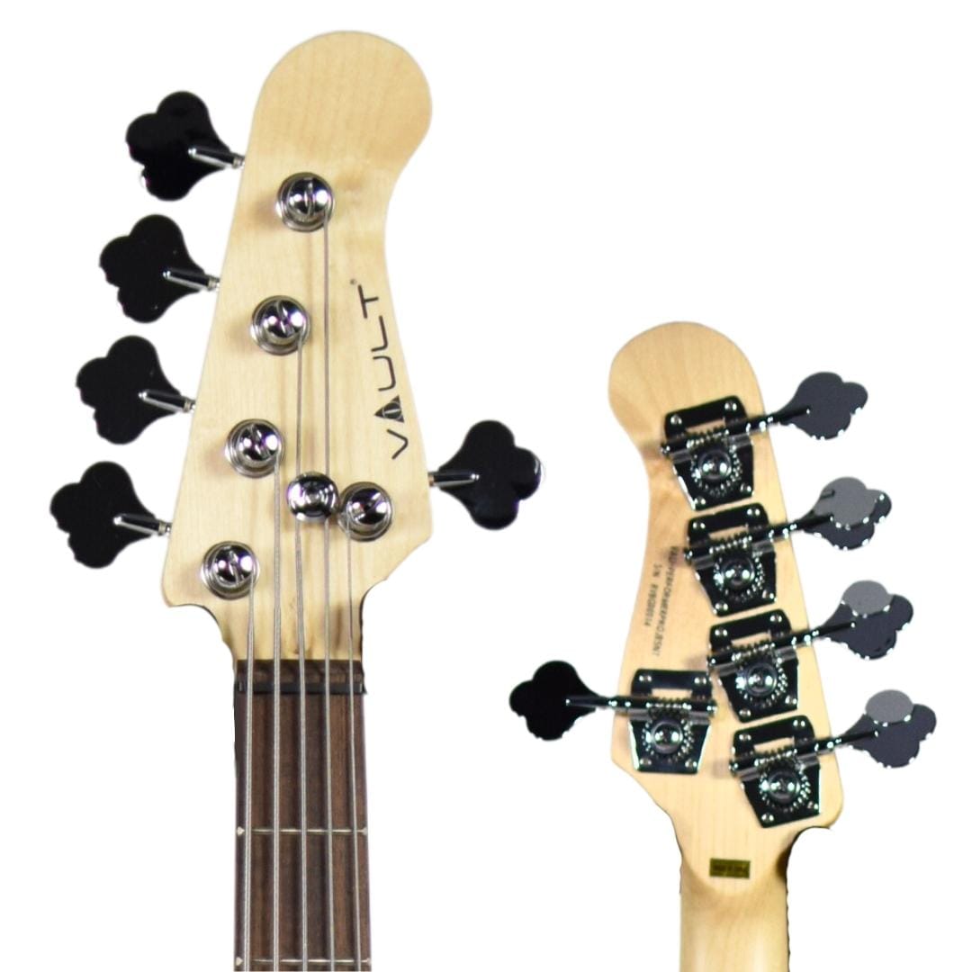 vault bass guitars high gloss mahogany vault performer pro jb5 string electric bass guitar with gigbag - high gloss solid mahogany