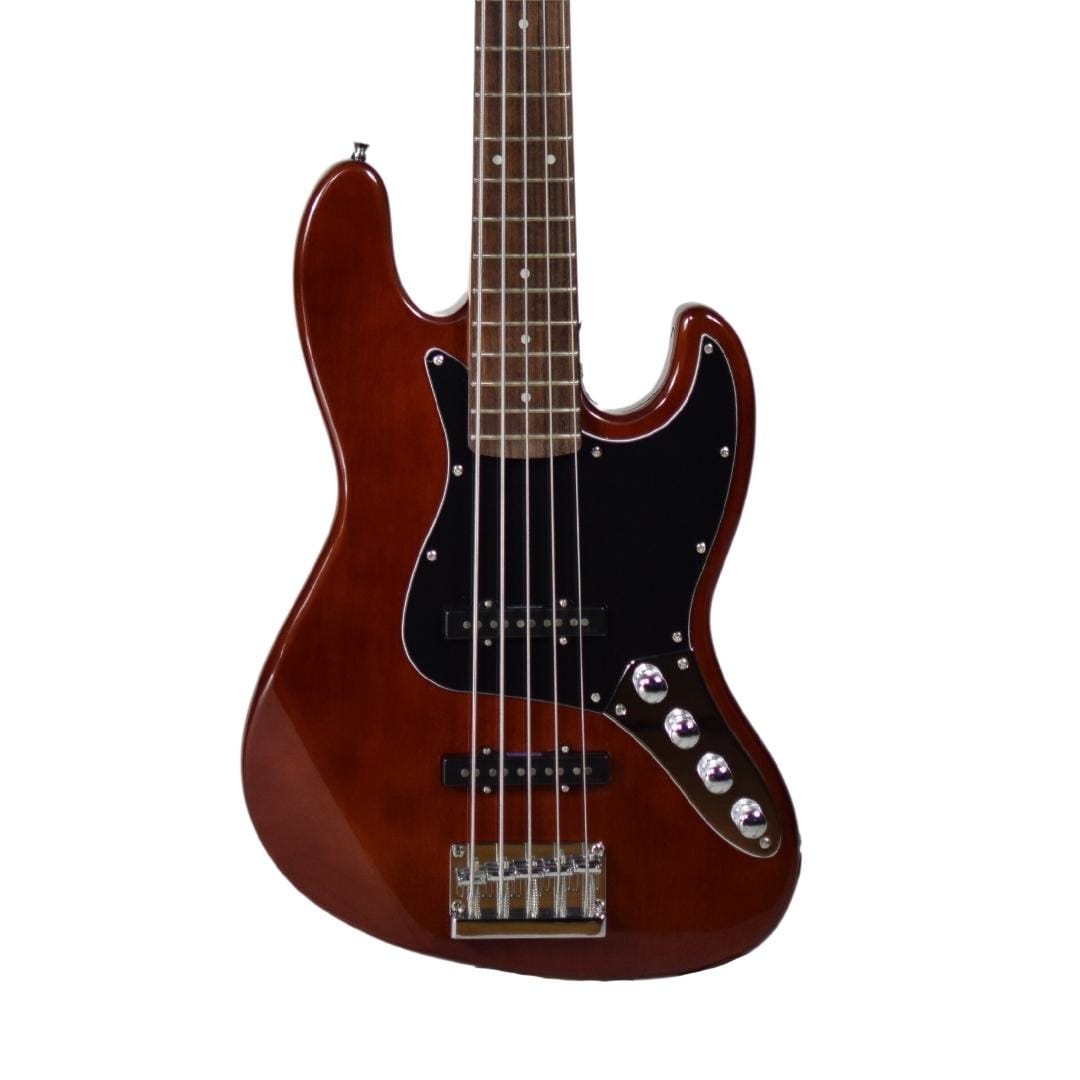vault bass guitars high gloss mahogany vault performer pro jb5 string electric bass guitar with gigbag - high gloss solid mahogany