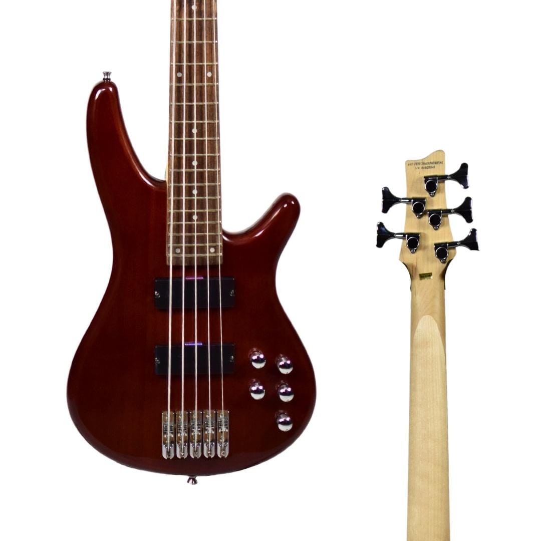 vault bass guitars high gloss mahogany vault performer pro rb5 five string electric bass guitar with gigbag - high gloss solid mahogany