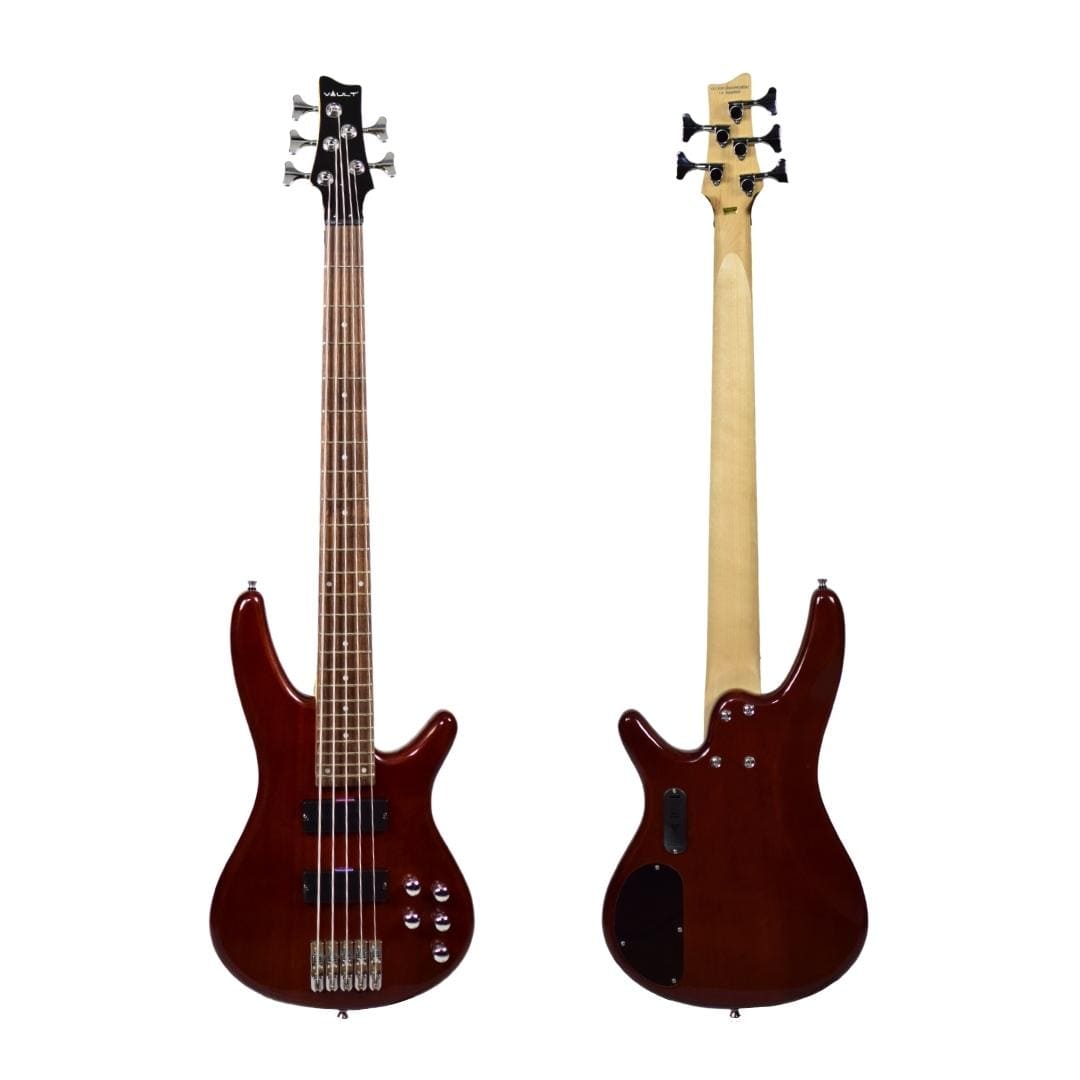 vault bass guitars high gloss mahogany vault performer pro rb5 five string electric bass guitar with gigbag - high gloss solid mahogany