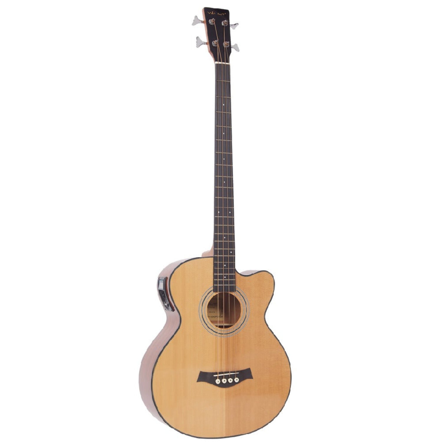 Vault Bass Guitars Vault EB40CE 4 String Solid-Top Acoustic Bass Guitar With EQ and Padded Gigbag - 34" Long Scale Length #color_natural,size_34-inch-long-scale-length