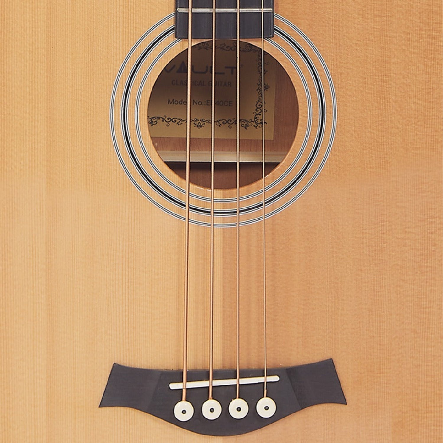 Vault Bass Guitars Vault EB40CE 4 String Solid-Top Acoustic Bass Guitar With EQ and Padded Gigbag - 34" Long Scale Length #color_natural,size_34-inch-long-scale-length