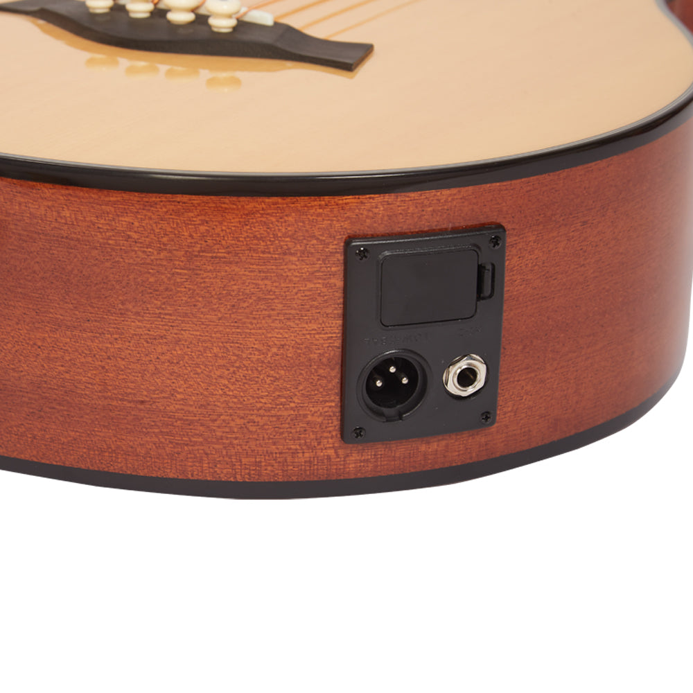 Vault Bass Guitars Vault EB40CE 4 String Solid-Top Acoustic Bass Guitar With EQ and Padded Gigbag - 34" Long Scale Length