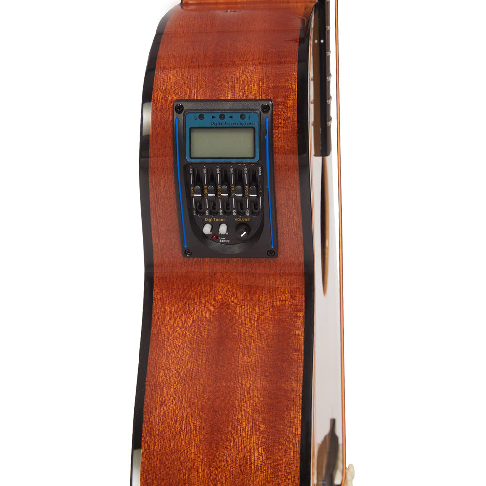 Vault Bass Guitars Vault EB40CE 4 String Solid-Top Acoustic Bass Guitar With EQ and Padded Gigbag - 34" Long Scale Length