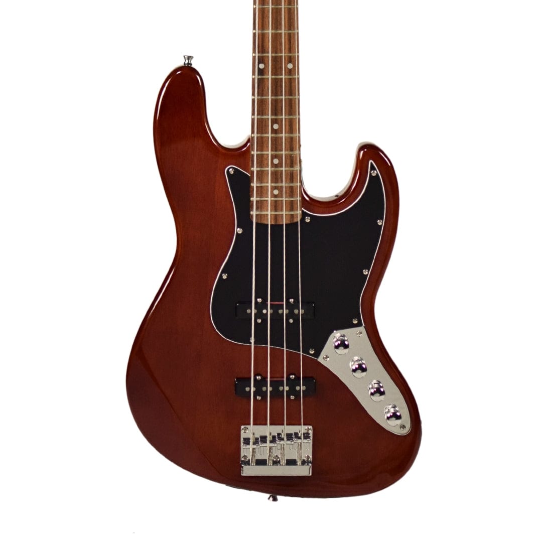 vault bass guitars vault performer pro jb4 string electric bass guitar with gigbag - high gloss solid mahogany