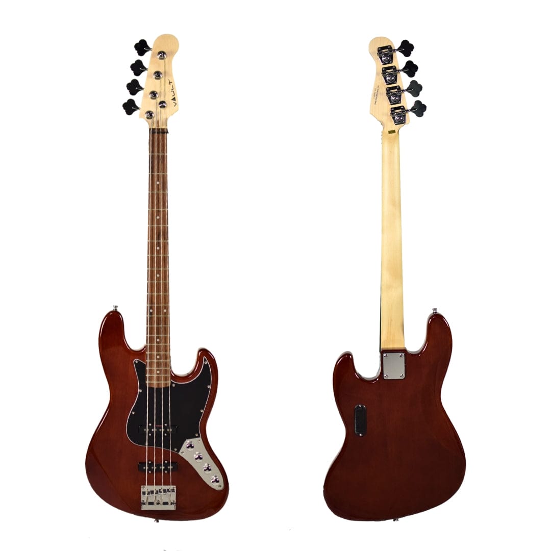 vault bass guitars vault performer pro jb4 string electric bass guitar with gigbag - high gloss solid mahogany
