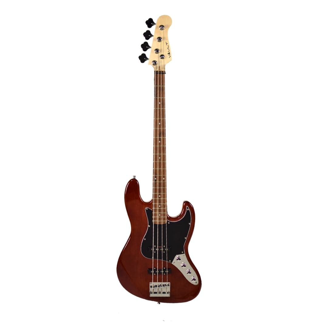 vault bass guitars vault performer pro jb4 string electric bass guitar with gigbag - high gloss solid mahogany