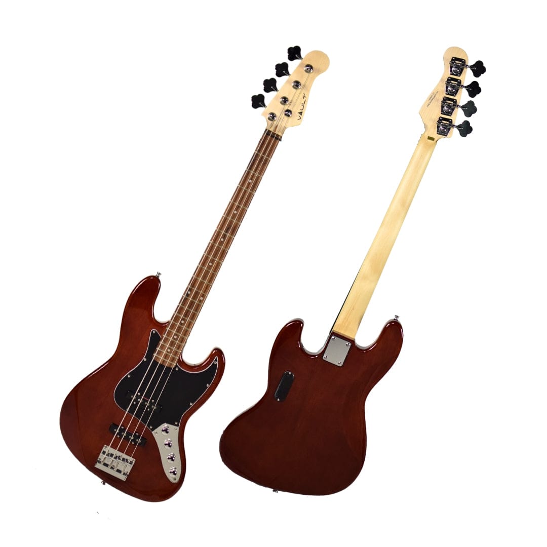 vault bass guitars vault performer pro jb4 string electric bass guitar with gigbag - high gloss solid mahogany