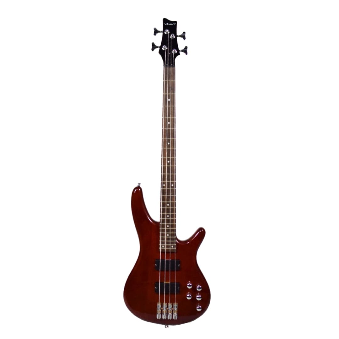 vault bass guitars vault performer pro rb4 four string electric bass guitar with gigbag - high gloss solid mahogany