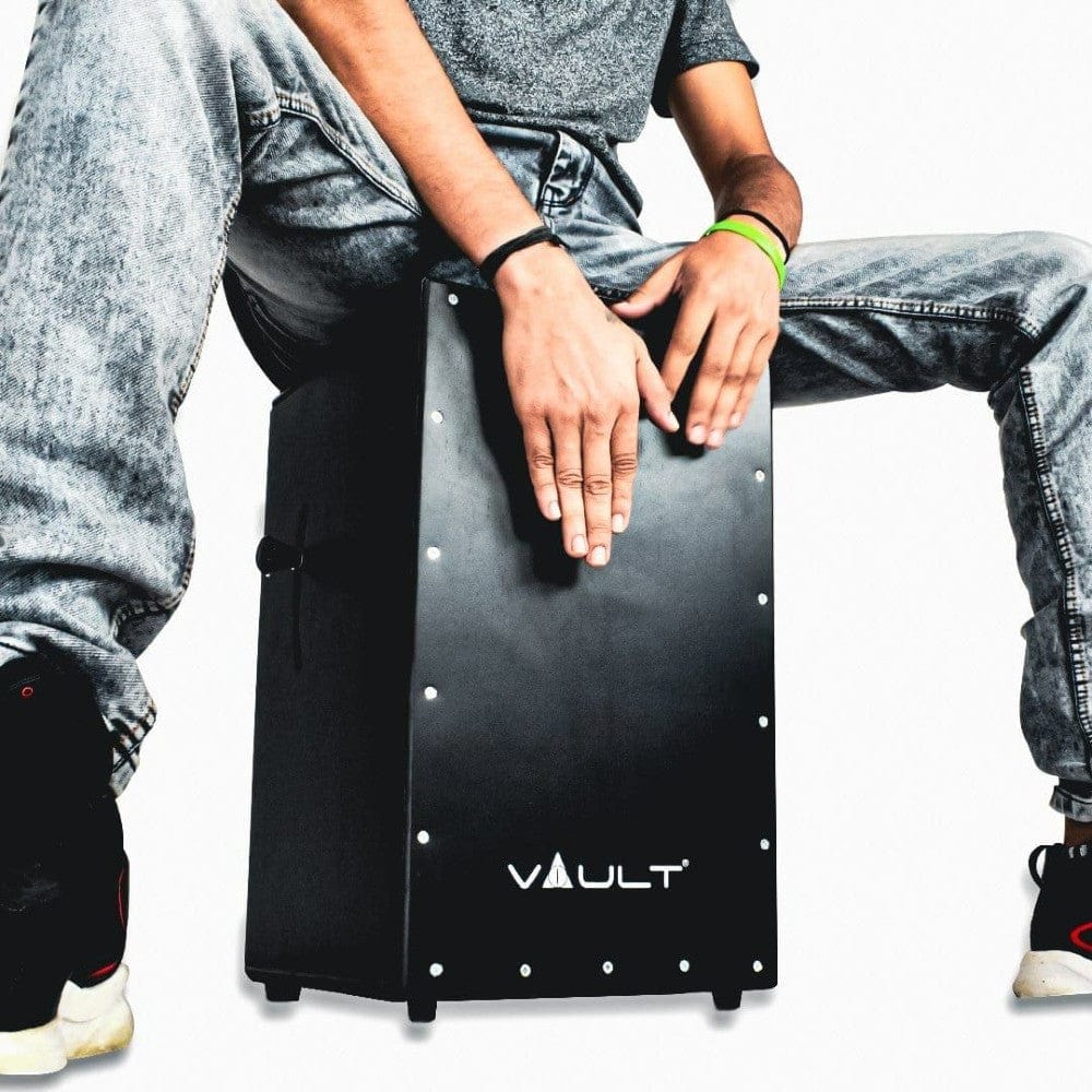 vault cajons black vault drumbox oak wood cajon with adjustable snare with 3 year warranty