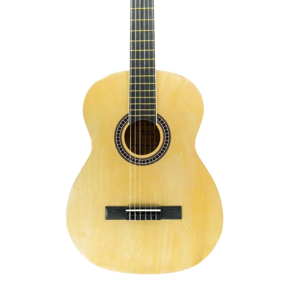 vault classical guitars natural gloss vault cl-20 4/4 size classical guitar with gigbag, tuner, strap, polishing cloth & ebook - natural gloss