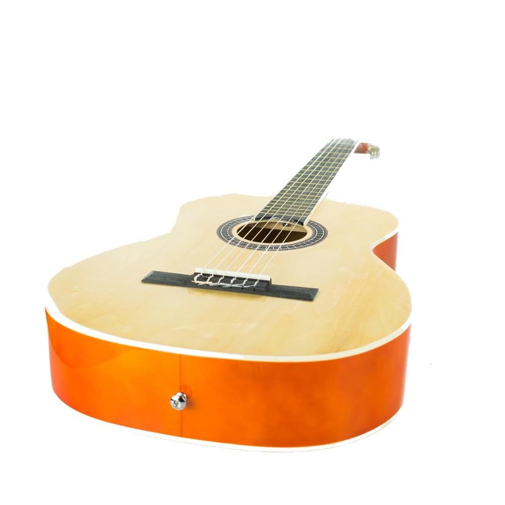 vault classical guitars natural gloss vault cl-20 4/4 size classical guitar with gigbag, tuner, strap, polishing cloth & ebook - natural gloss