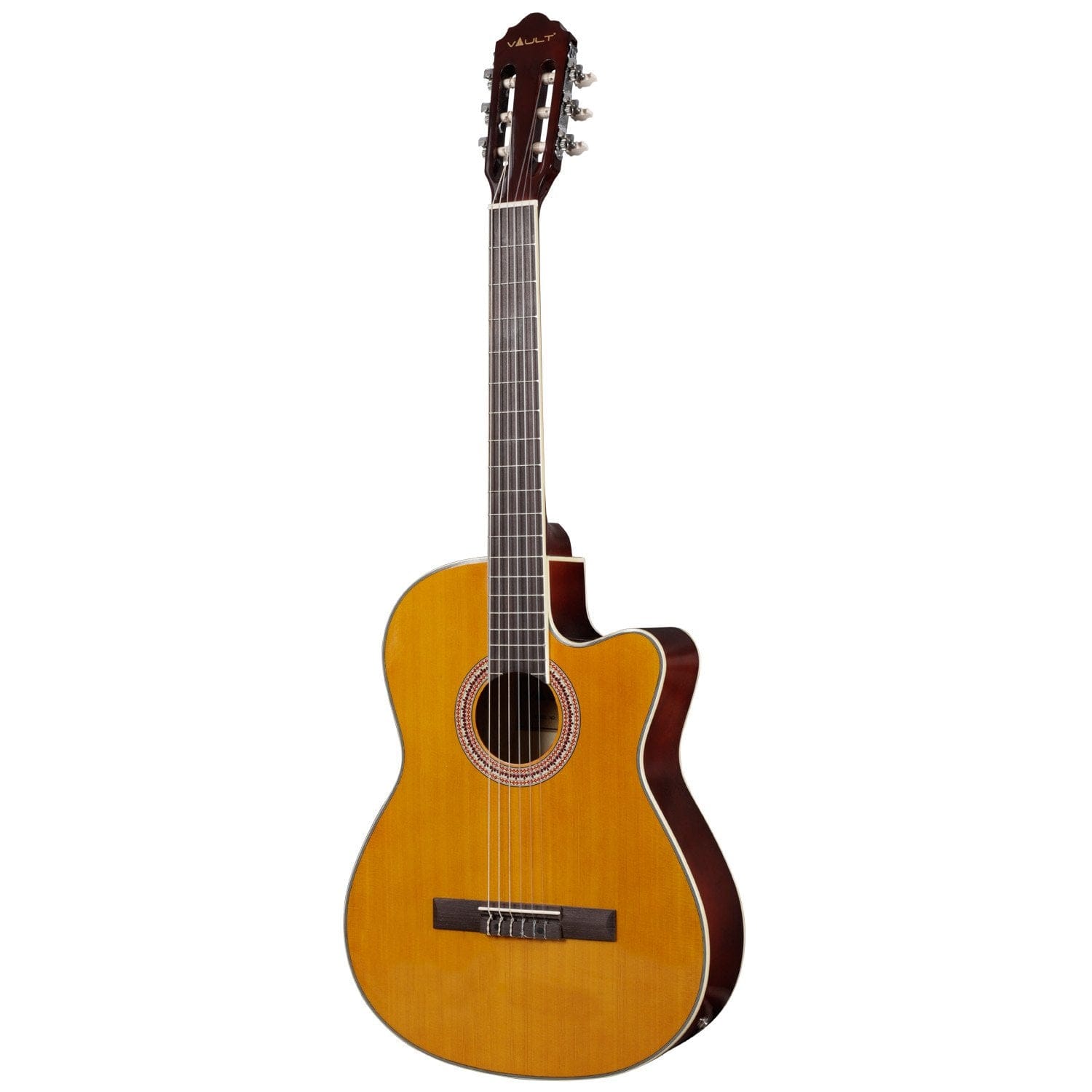 vault classical guitars vault ec3920cyw 39-inch premium cutaway classical guitar with eq-7545r eq/pickup - natural